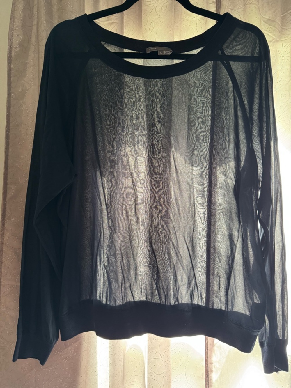 Vince Sheer Long-Sleeve Pullover - Black